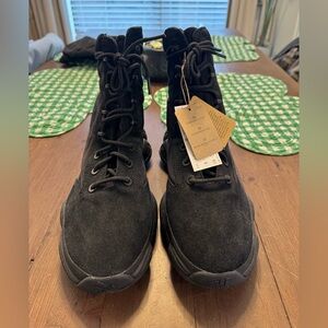 Yeezy Black Suede Lace-Up Ankle Boots